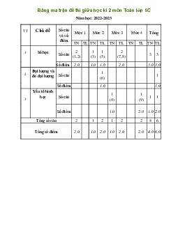 Đề thi giữa học kì 2 môn Toán lớp 5 - Đề 3