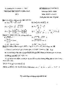 Đề khảo sát Toán 9 tháng 9 năm 2019 – 2020 trường Dịch Vọng Hậu – Hà Nội