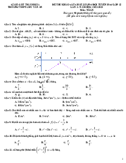 Đề HSG Toán 12 năm 2022 – 2023 lần 1 trường THPT Chu Văn An – Thanh Hóa