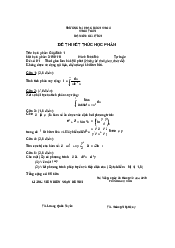 Đề thi kết thúc học phần -Giải tích | Trường đại học Bách Khoa, Đại học Đà Nẵng