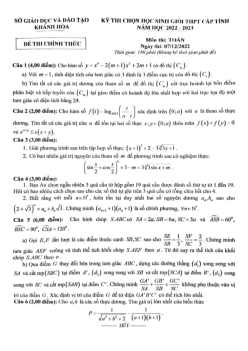Đề học sinh giỏi cấp tỉnh Toán THPT năm 2022 – 2023 sở GD&ĐT Khánh Hòa