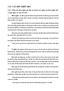 Câu hỏi triết học | môn Triết học Mác -Lênin | Đại học sư phạm Hà nội 