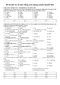 Đề thi thử vào 10 môn Tiếng Anh trường chuyên Nguyễn Huệ năm 2023-2024