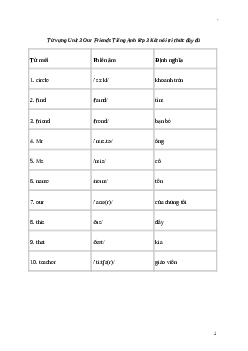 Tiếng Anh lớp 3 Unit 3: Từ vựng | Global Success (Kết nối tri thức)