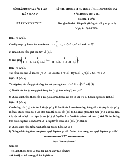 Đề chọn đội tuyển thi HSG Quốc gia môn Toán năm 2020 – 2021 sở GD&ĐT Kiên Giang