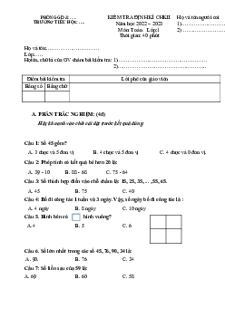 Đề thi học kì 2 lớp 1 năm 2022 - 2023 | Toán 1 | Cánh diều | đề 7