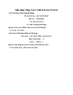 Ngữ pháp Tiếng Anh 3 Global Success Unit 16