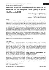 Tạp chí Khoa học - Phân tích chi phí điều trị tăng huyết áp ngoại trú có bảo hiểm y tế tại Trung tâm Y tế huyện Vị Thủy tỉnh Hậu Giang năm 2022