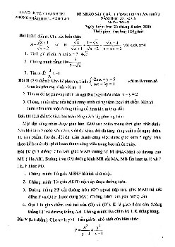 Đề KSCL Toán 9 năm học 2017 – 2018 phòng GD và ĐT Thanh Trì – Hà Nội lần 2