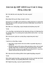 Giải bài tập SBT GDCD lớp 9 bài 8: Năng động, sáng tạo