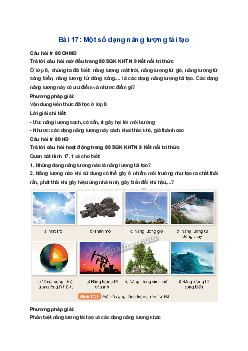 Giải Khoa học tự nhiên 9 Kết nối tri thức Bài 17: Một số dạng năng lượng tái tạo