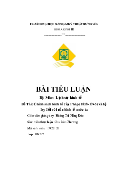 Tiểu luận "Chính sách kinh tế của Pháp (1858-1945) và hệ lụy đối với nền kinh tế nước ta"