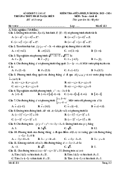 Đề thi giữa kì 2 Toán 10 năm 2023 – 2024 trường THPT Phan Ngọc Hiển – Cà Mau