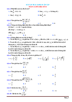 Bài tập trắc nghiệm ôn tập Toán 11 giữa học kỳ 2 năm học 2020-2021
