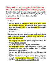 Phương pháp luận triết học Mác – Lenin trong nhận thức và thực tiễn | Môn Triết học Mac-Lenin & Tư tưởng Hồ Chí Minh - Trường Đại học Luật Hà Nội