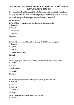 Câu hỏi trắc nghiệm môn sự hình thành bệnh tật có đáp án