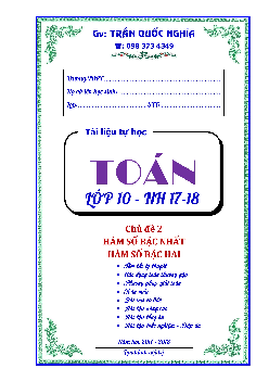Chuyên đề hàm số bậc nhất và hàm số bậc hai – Trần Quốc Nghĩa
