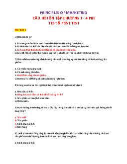 Câu hỏi ôn tập giữa kì môn Nguyên lý Marketing | Trường Đại học Kinh tế và Quản trị Kinh doanh, Đại học Thái Nguyên