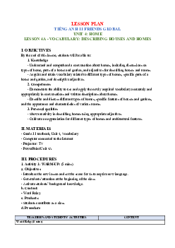 Unit 4: Home - Lesson plan 4A | Giáo án Tiếng Anh 11 Friends Global