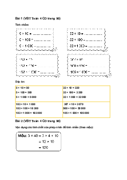 Vở bài tập Toán lớp 4 trang 90 Bài 36: Nhân với 10, 100, 1 000 Cánh diều