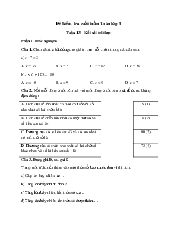 Bài tập cuối tuần Toán lớp 4 Kết nối tri thức - Tuần 13 (Cơ bản)