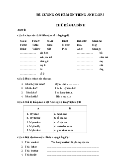 Đề cương ôn hè môn tiếng Anh lớp 3