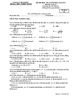 Đề thi HK2 Toán 11 năm học 2016 – 2017 trường THPT Tô Hiến Thành – Thanh Hóa