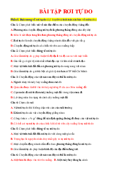 TOP 75 câu trắc nghiệm Rơi tự do vật lý 10 (có đáp án)