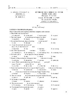 Đề thi chọn học sinh giỏi cấp tỉnh, Ninh Thuận năm học 2011 – 2012 khóa ngày 17/11/2011 môn thi Tiếng Anh