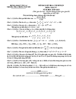 Đề học sinh giỏi Toán 7 năm 2020 – 2021 phòng GD&ĐT Yên Định – Thanh Hóa