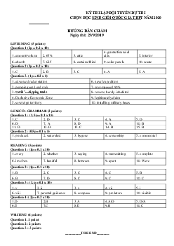 (Đáp án) Kì thi chọn đội tuyển chính thức dự thi HSG quốc gia lớp 12 THPT tỉnh Yên Bái năm học 2020-2021 môn thi Tiếng Anh ngày 1