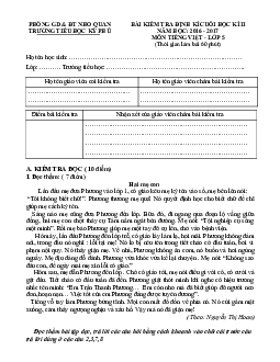 Đề thi học kì 2 môn Tiếng Việt lớp 5 trường Tiểu học Kỳ Phú, Ninh Bình năm 2016 - 2017