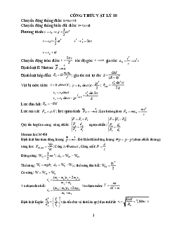 Tổng hợp Công thức Vật lí lớp 10 nâng cao