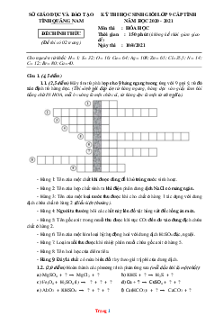Đề thi học sinh giỏi lớp 9 cấp tỉnh năm 2020-2021 môn hóa học Sở GD Quảng Nam (có lời giải)