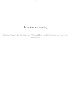 Tune in one - listening | Business english | Đại học Khoa học Xã hội và Nhân văn, Đại học Quốc gia Thành phố HCM