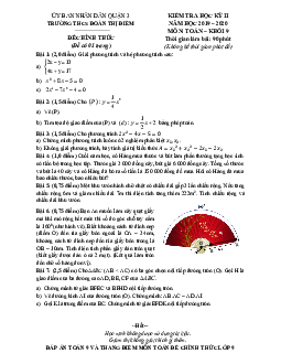 Đề thi HK2 Toán 9 năm 2019 – 2020 trường THCS Đoàn Thị Điểm – TP HCM
