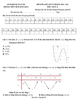 Đề thi giữa HK1 Toán 12 năm 2020 – 2021 trường THPT Trần Hưng Đạo – Quảng Nam
