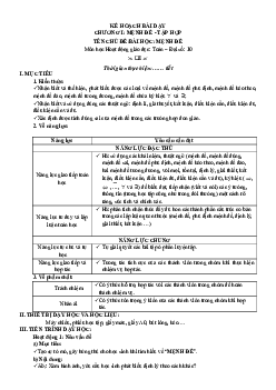 Kế hoạch bài dạy Toán 10 Chân Trời Sáng Tạo