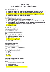 Câu hỏi trắc nghiệm kiểm tra môn Cấu trúc dữ liệu và giải thuật  | Trường đại học kinh doanh và công nghệ Hà Nội