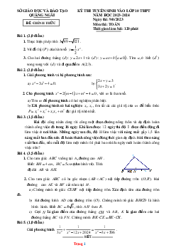 Đề thi tuyển sinh vào lớp 10 Trường THPT năm học 2023-2024 môn toán Sở GD Tuyên Quang (có đáp án và lời giải chi tiết
