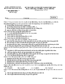 Đề thi thử THPT Quốc gia 2022 môn Sinh học lần 1 trường THPT Trần Quốc Tuấn, Quảng Ngãi