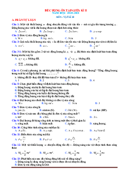 Đề cương ôn tập môn Lý 10 giữa học kỳ 2 năm học 2020-2021