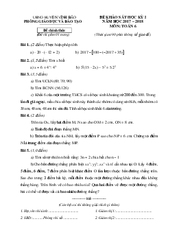Đề thi HK1 Toán 6 năm học 2017 – 2018 phòng GD và ĐT Vĩnh Bảo – Hải Phòng