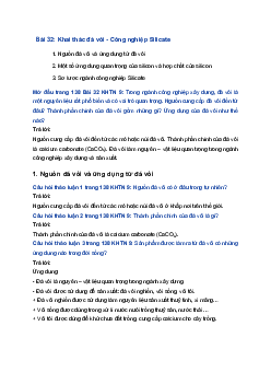 Giải Khoa học tự nhiên 9 Chân trời sáng tạo Bài 32: Khai thác đá vôi. Công nghiệp silicate
