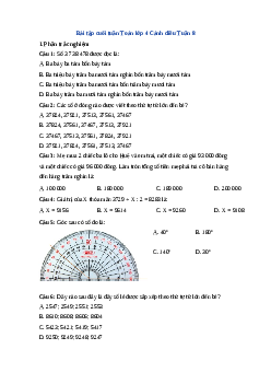Bài tập cuối tuần Toán lớp 4 Cánh diều - Tuần 8