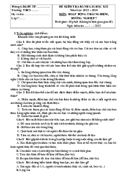 Đề thi học kì 1 môn Hoạt động trải nghiệm hướng nghiệp 7 năm 2023 - 2024 sách Cánh diều - Đề 1