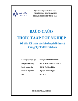 Kế toán các khoản phải thu tại Công ty TNHH Nielsen | Báo cáo thực tập tốt nghiệp | Đại học Hoa Sen