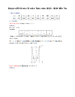 Đề thi vào 10 môn Toán năm 2023 - 2024 sở GD&ĐT Bến Tre