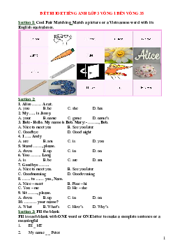 Đề luyện thi IOE Tiếng Anh lớp 3 từ vòng 1 đến vòng 35
