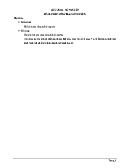 Chuyên đề phép cộng hai số nguyên Toán 6